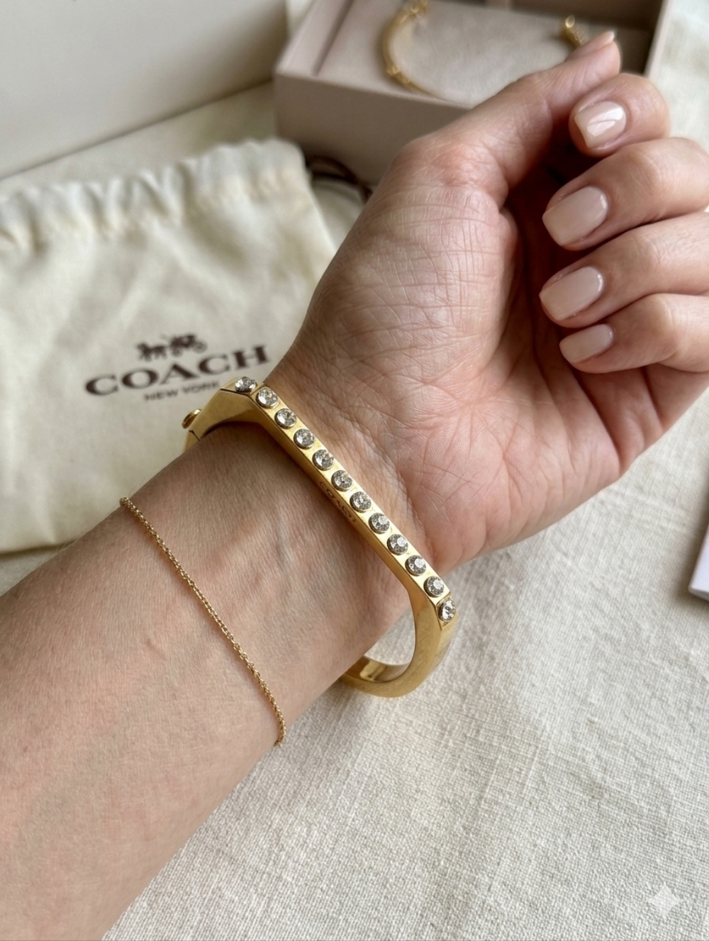 Coach Gold Bangle with Silver Rivets